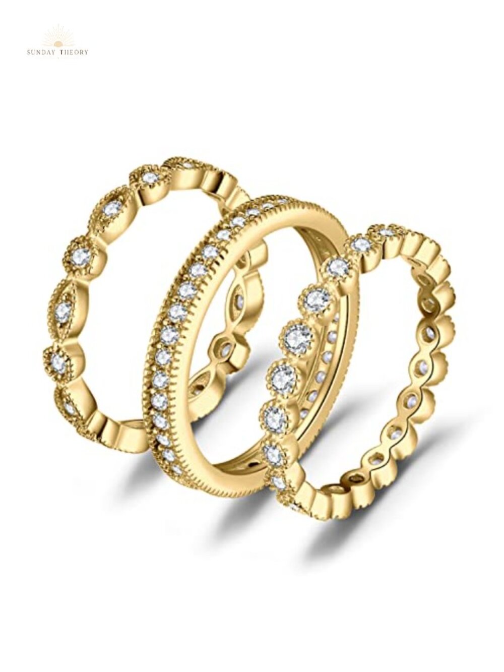 925 Sterling Silver Stackable Wedding Rings for Women Cubic Zirconia Set